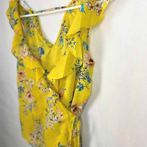 Mango Tops Mango Yellow Floral Ruffled Wrap Top S Poshmark
